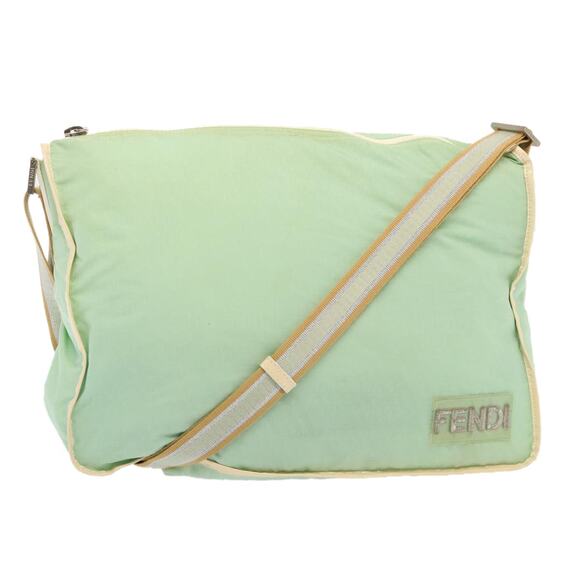 FENDI Zucchino Canvas Shoulder Bag Nylon Green - Picture 1 of 12